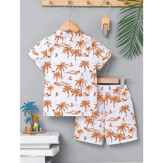 Generic Boy's Twill Cotton Printed Short Sleeve Shirt And Shorts Set (Brown) Generic Boy's Twill Cotton Printed Short Sleeve Shirt And Shorts Set (Brown)