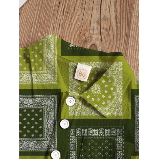 Generic Boy's Twill Cotton Printed Short Sleeve Shirt And Shorts Set (Green) Generic Boy's Twill Cotton Printed Short Sleeve Shirt And Shorts Set (Green)