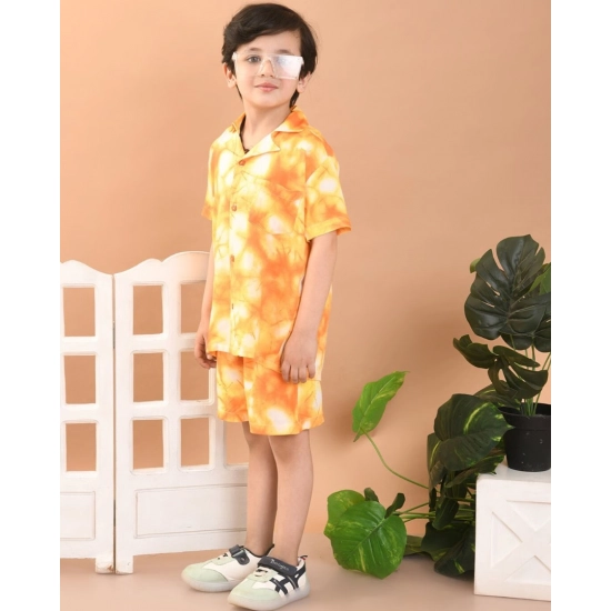 Generic Boy's Twill Cotton Printed Short Sleeve Shirt And Shorts Set (Orange) Generic Boy's Twill Cotton Printed Short Sleeve Shirt And Shorts Set (Orange)