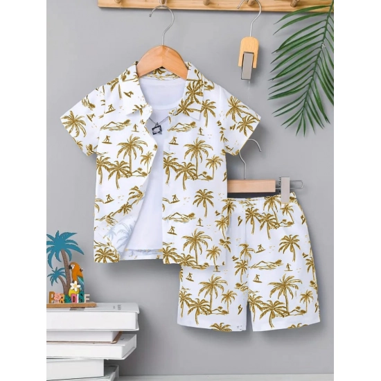 Generic Boy's Twill Cotton Printed Short Sleeve Shirt And Shorts Set (Gold) Generic Boy's Twill Cotton Printed Short Sleeve Shirt And Shorts Set (Gold)