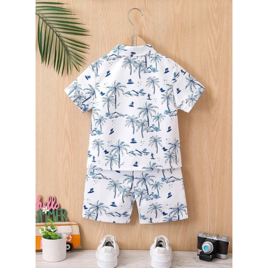 Generic Boy's Twill Cotton Printed Short Sleeve Shirt And Shorts Set (Blue) Generic Boy's Twill Cotton Printed Short Sleeve Shirt And Shorts Set (Blue)