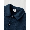 Generic Boy's Popcorn Solid Short Sleeve Shirt And Shorts Set (Navy)