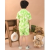 Generic Boy's Twill Cotton Printed Short Sleeve Shirt And Shorts Set (Bottle Green)
