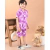 Generic Boy's Twill Cotton Printed Short Sleeve Shirt And Shorts Set (Pink)
