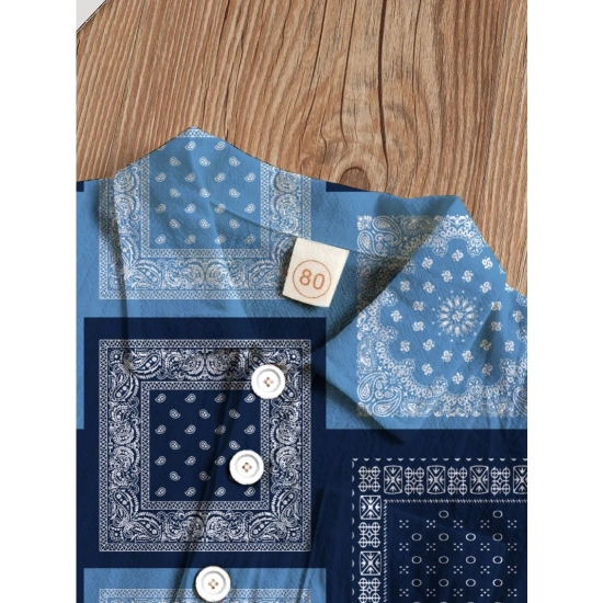 Generic Boy's Twill Cotton Printed Short Sleeve Shirt And Shorts Set (Blue) Generic Boy's Twill Cotton Printed Short Sleeve Shirt And Shorts Set (Blue)