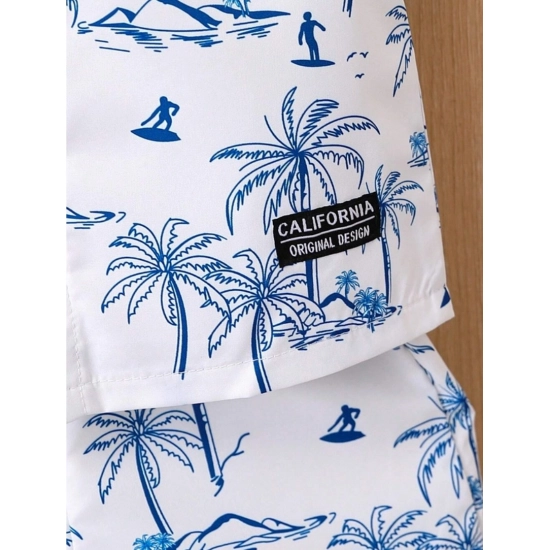 Generic Boy's Twill Cotton Printed Short Sleeve Shirt And Shorts Set (Blue) Generic Boy's Twill Cotton Printed Short Sleeve Shirt And Shorts Set (Blue)