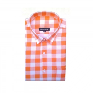 Generic Men's Cotton Lycra Full Sleeve Checked Casual Shirt (Red White)