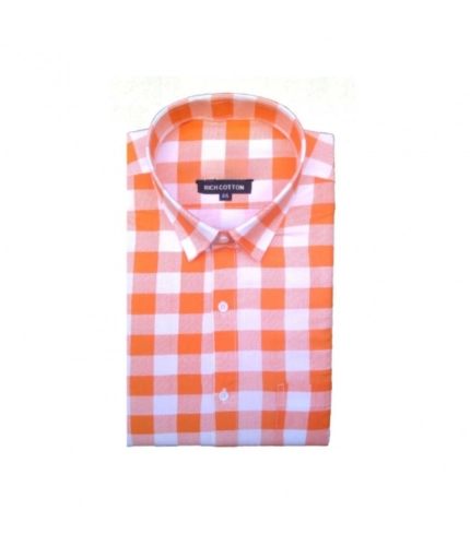 Generic Men's Cotton Lycra Full Sleeve Checked Casual Shirt (Red White)