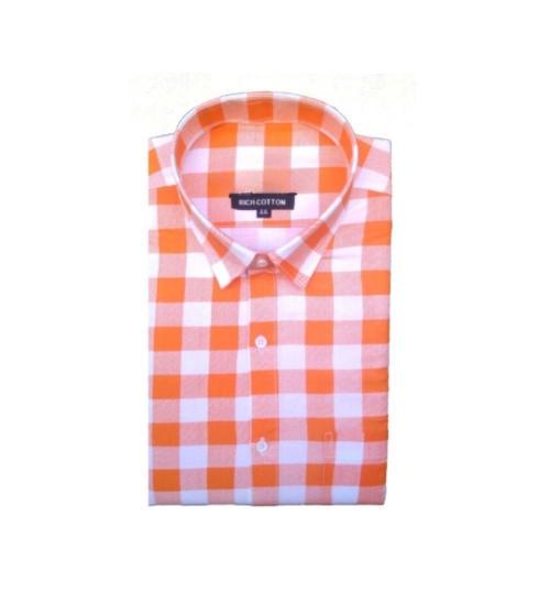 Generic Men's Cotton Lycra Full Sleeve Checked Casual Shirt (Red White)