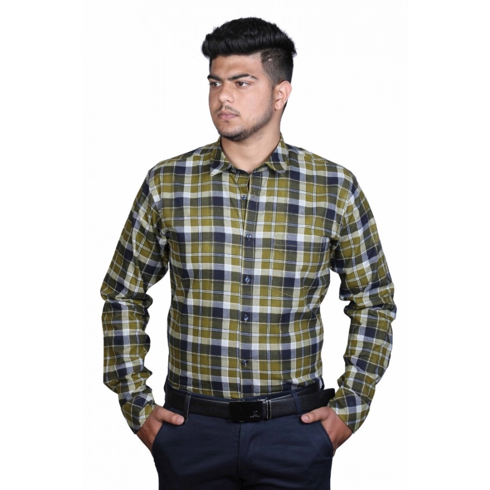 Generic Men's Cotton Lycra Full Sleeve Checked Casual Shirt (Green) Generic Men's Cotton Lycra Full Sleeve Checked Casual Shirt (Green)