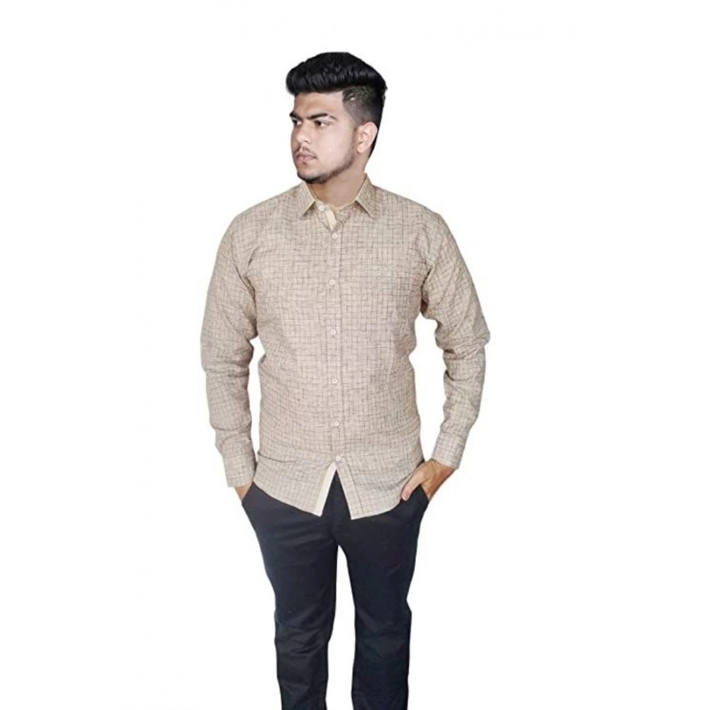 Generic Men's Cotton Lycra Full Sleeve Checked Casual Shirt (Brown ) Generic Men's Cotton Lycra Full Sleeve Checked Casual Shirt (Brown )