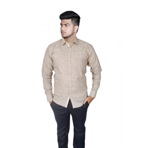 Generic Men's Cotton Lycra Full Sleeve Checked Casual Shirt (Brown )