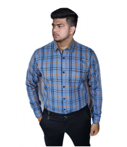 Generic Men's Cotton Lycra Full Sleeve Checked Casual Shirt (Purple)