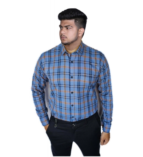 Generic Men's Cotton Lycra Full Sleeve Checked Casual Shirt (Purple)