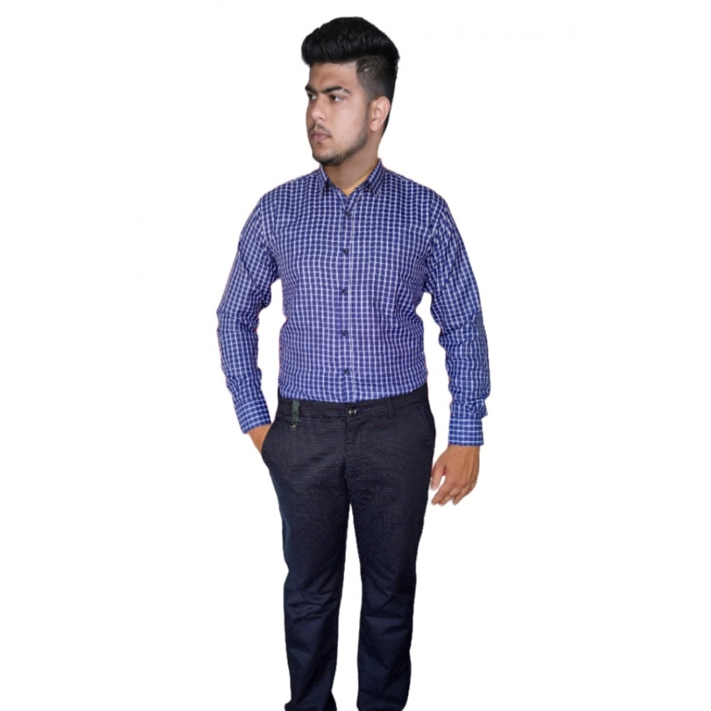 Generic Men's Cotton Lycra Full Sleeve Checked Casual Shirt (Purple) Generic Men's Cotton Lycra Full Sleeve Checked Casual Shirt (Purple)
