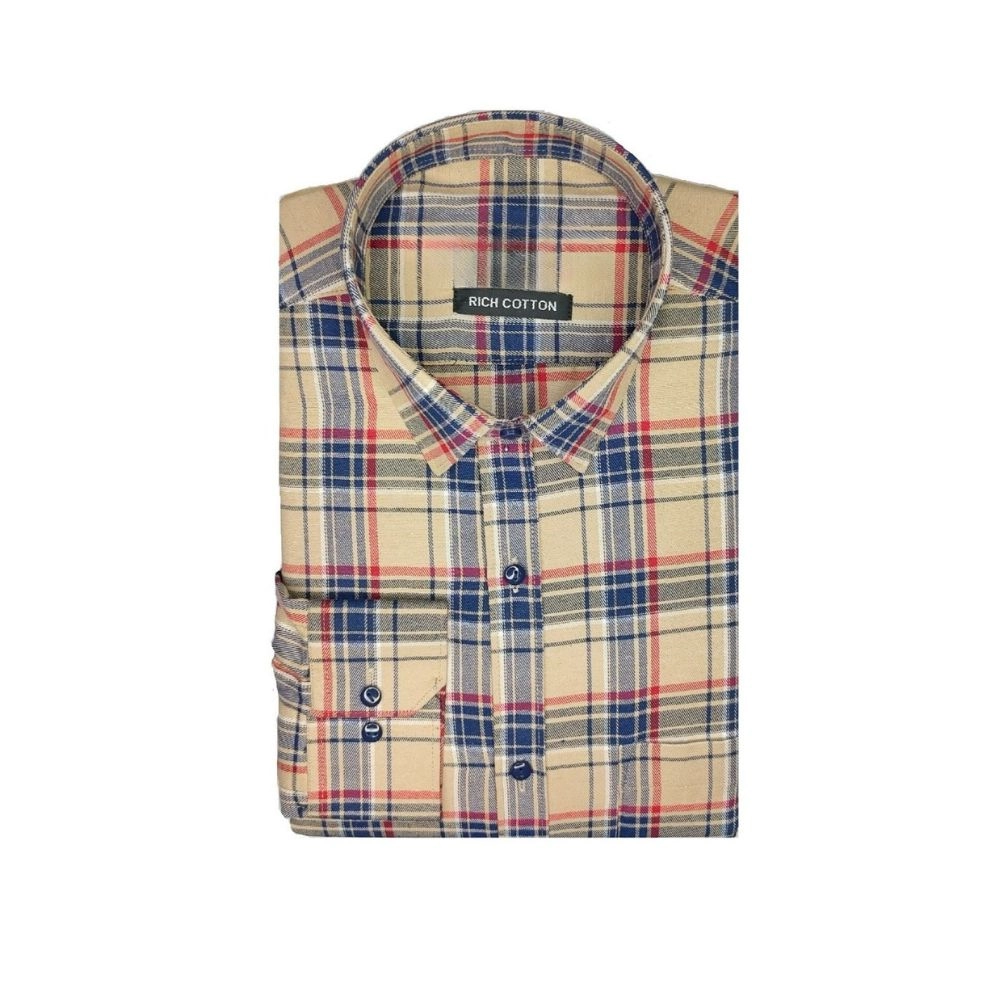 Generic Men's Cotton Lycra Full Sleeve Checked Casual Shirt (Brown) Generic Men's Cotton Lycra Full Sleeve Checked Casual Shirt (Brown)