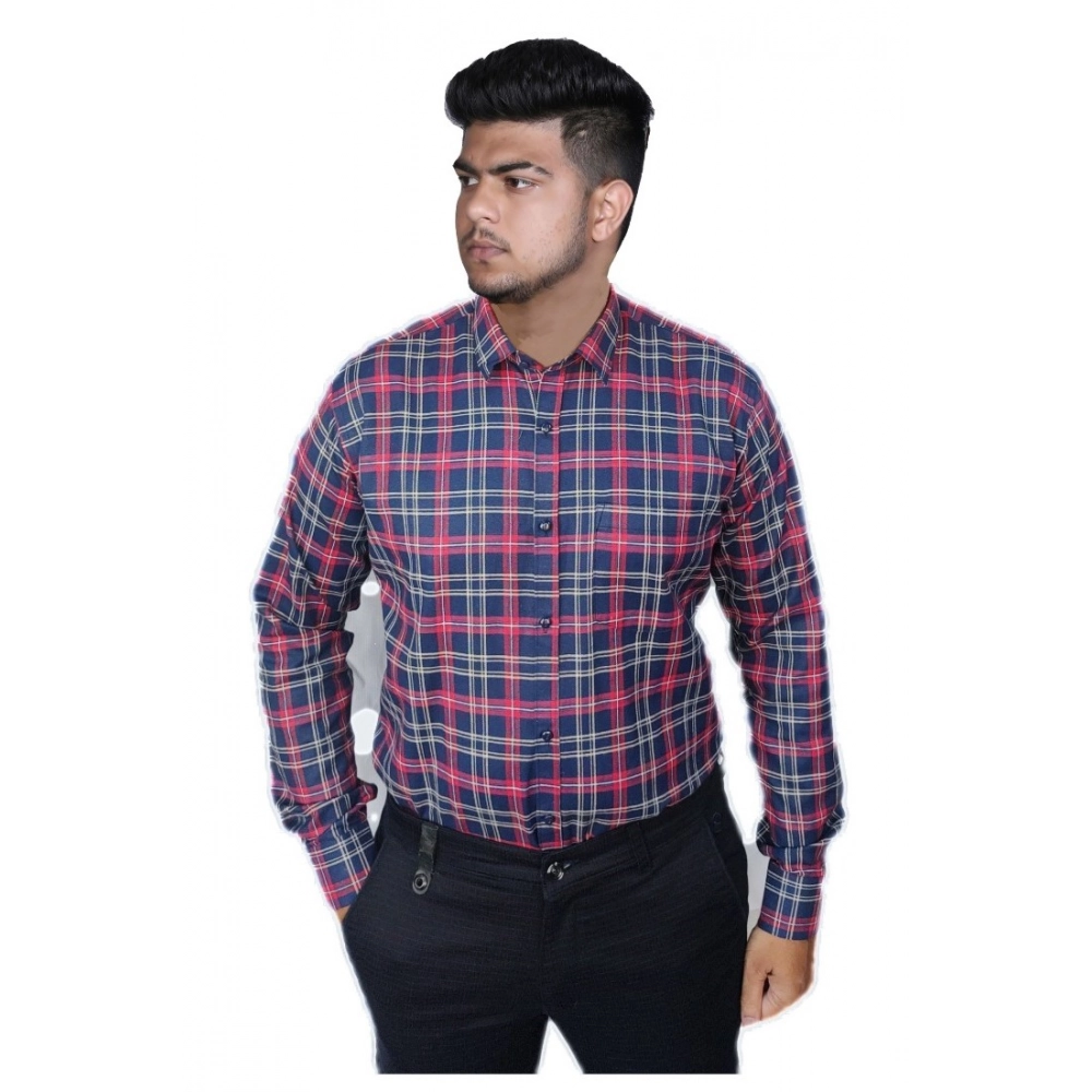 Generic Men's Cotton Lycra Full Sleeve Checked Casual Shirt (Red ) Generic Men's Cotton Lycra Full Sleeve Checked Casual Shirt (Red )