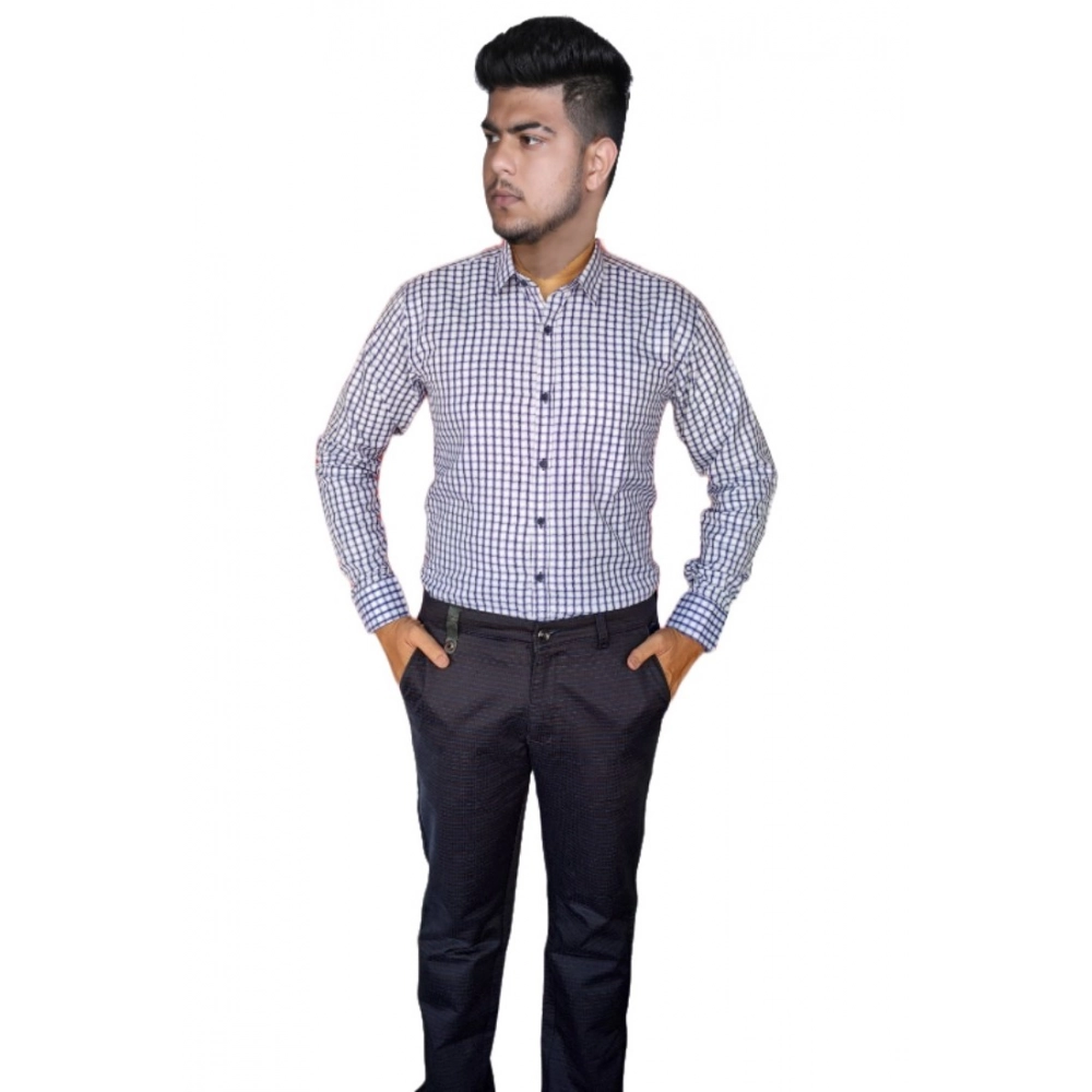 Generic Men's Cotton Lycra Full Sleeve Checked Casual Shirt (White) Generic Men's Cotton Lycra Full Sleeve Checked Casual Shirt (White)