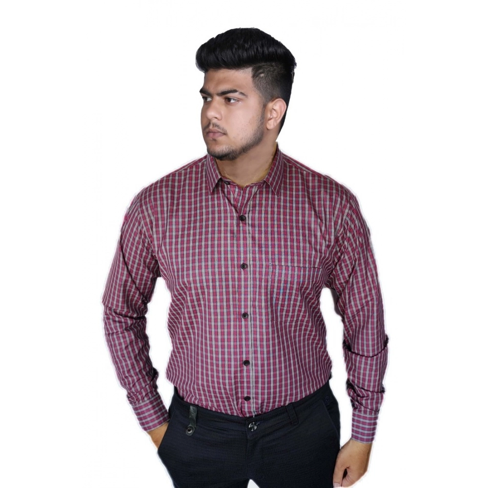 Generic Men's Cotton Lycra Full Sleeve Checked Casual Shirt (Red ) Generic Men's Cotton Lycra Full Sleeve Checked Casual Shirt (Red )