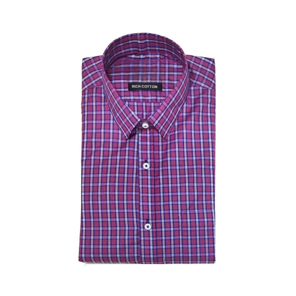 Generic Men's Cotton Lycra Full Sleeve Checked Casual Shirt (Pink) Generic Men's Cotton Lycra Full Sleeve Checked Casual Shirt (Pink)