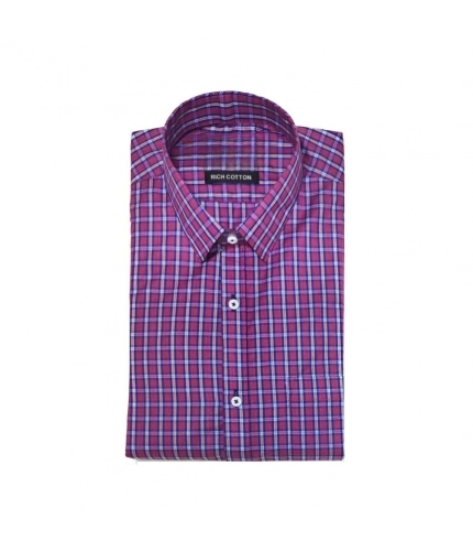 Generic Men's Cotton Lycra Full Sleeve Checked Casual Shirt (Pink)