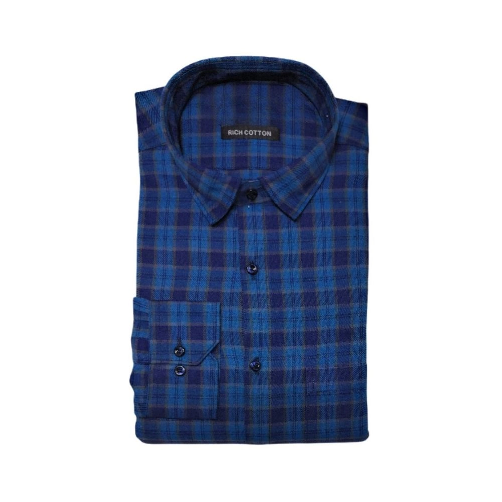 Generic Men's Cotton Lycra Full Sleeve Checked Casual Shirt (Dark Blue) Generic Men's Cotton Lycra Full Sleeve Checked Casual Shirt (Dark Blue)