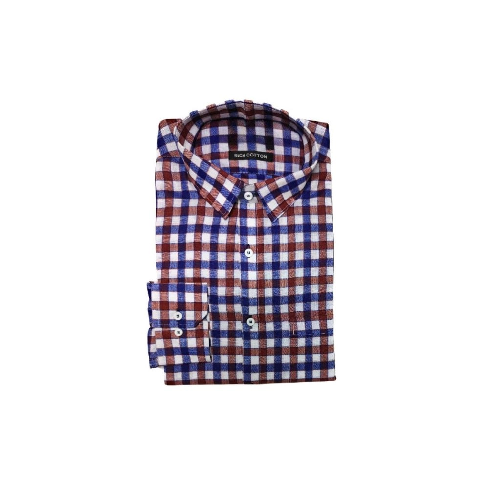 Generic Men's Cotton Lycra Full Sleeve Checked Casual Shirt (Maroon Blue) Generic Men's Cotton Lycra Full Sleeve Checked Casual Shirt (Maroon Blue)