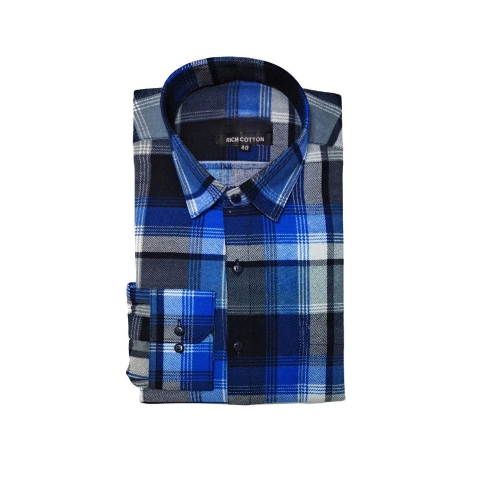 Generic Men's Cotton Lycra Full Sleeve Checked Casual Shirt (Blue) Generic Men's Cotton Lycra Full Sleeve Checked Casual Shirt (Blue)