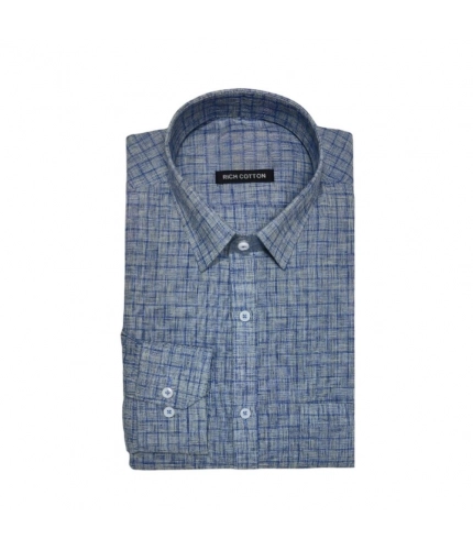 Generic Men's Cotton Lycra Full Sleeve Checked Casual Shirt (Grey)