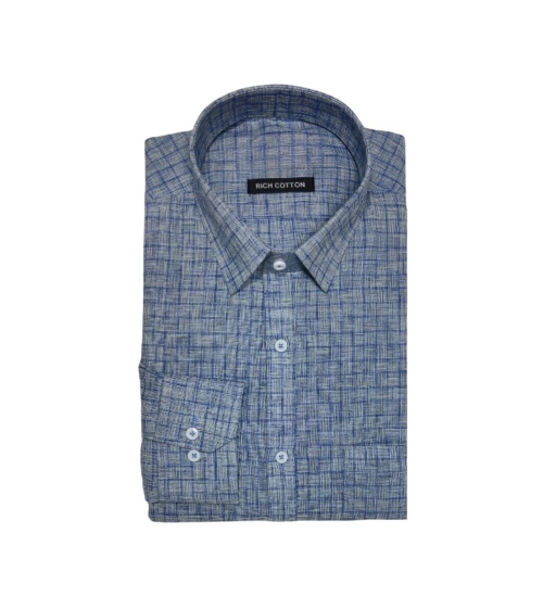 Generic Men's Cotton Lycra Full Sleeve Checked Casual Shirt (Grey)