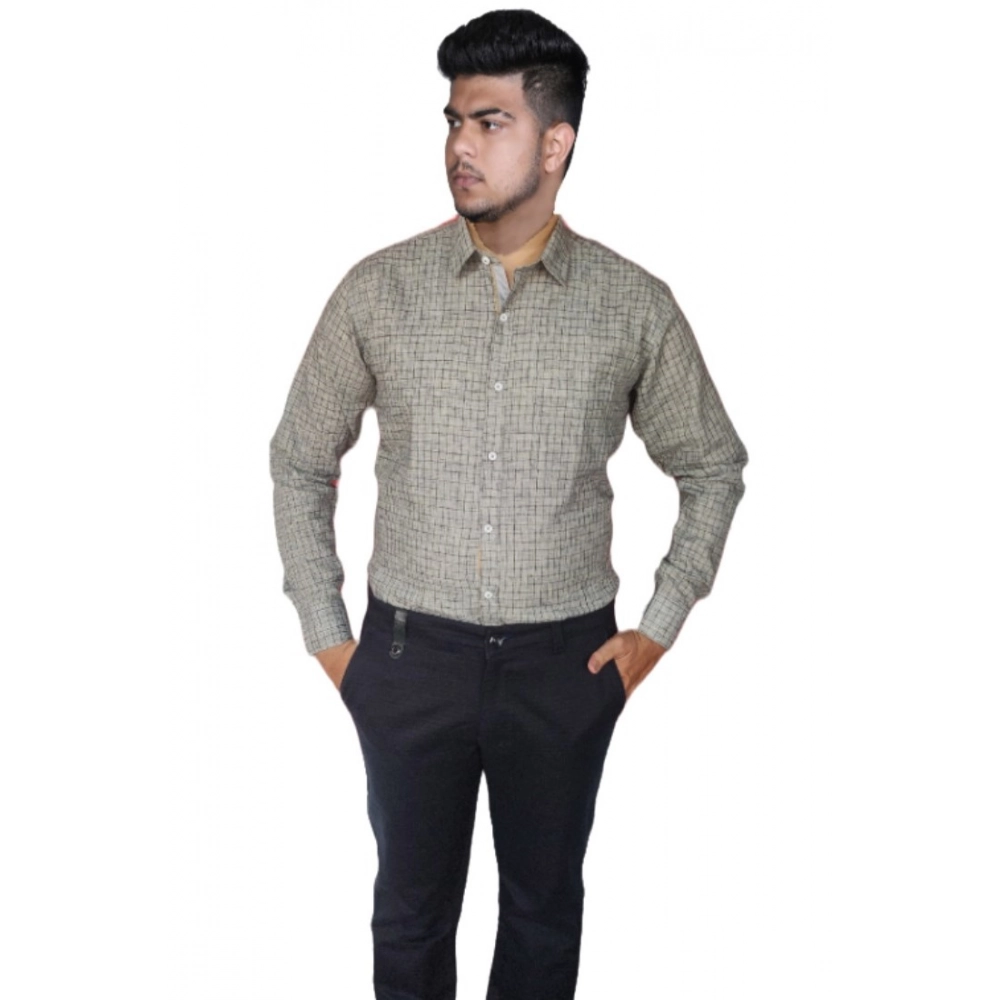 Generic Men's Cotton Lycra Full Sleeve Checked Casual Shirt (Grey) Generic Men's Cotton Lycra Full Sleeve Checked Casual Shirt (Grey)