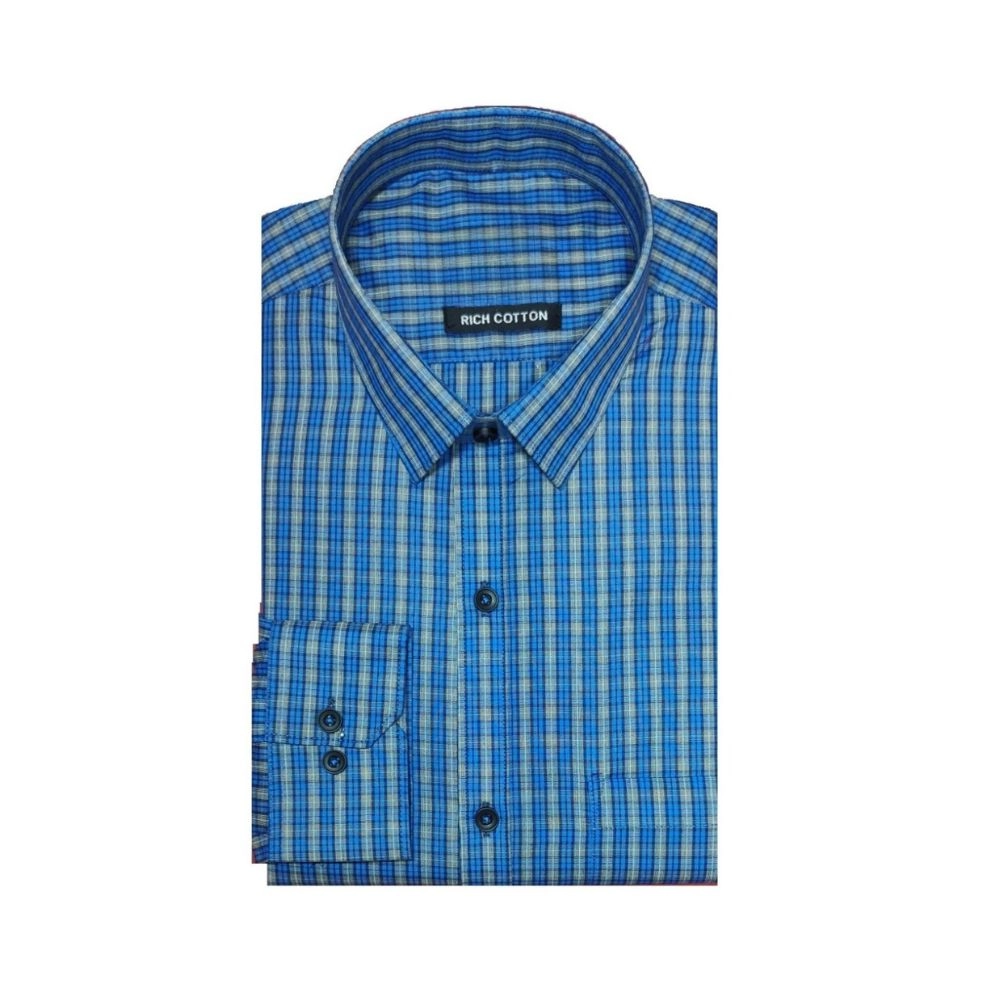 Generic Men's Cotton Lycra Full Sleeve Checked Casual Shirt (Turquoise) Generic Men's Cotton Lycra Full Sleeve Checked Casual Shirt (Turquoise)