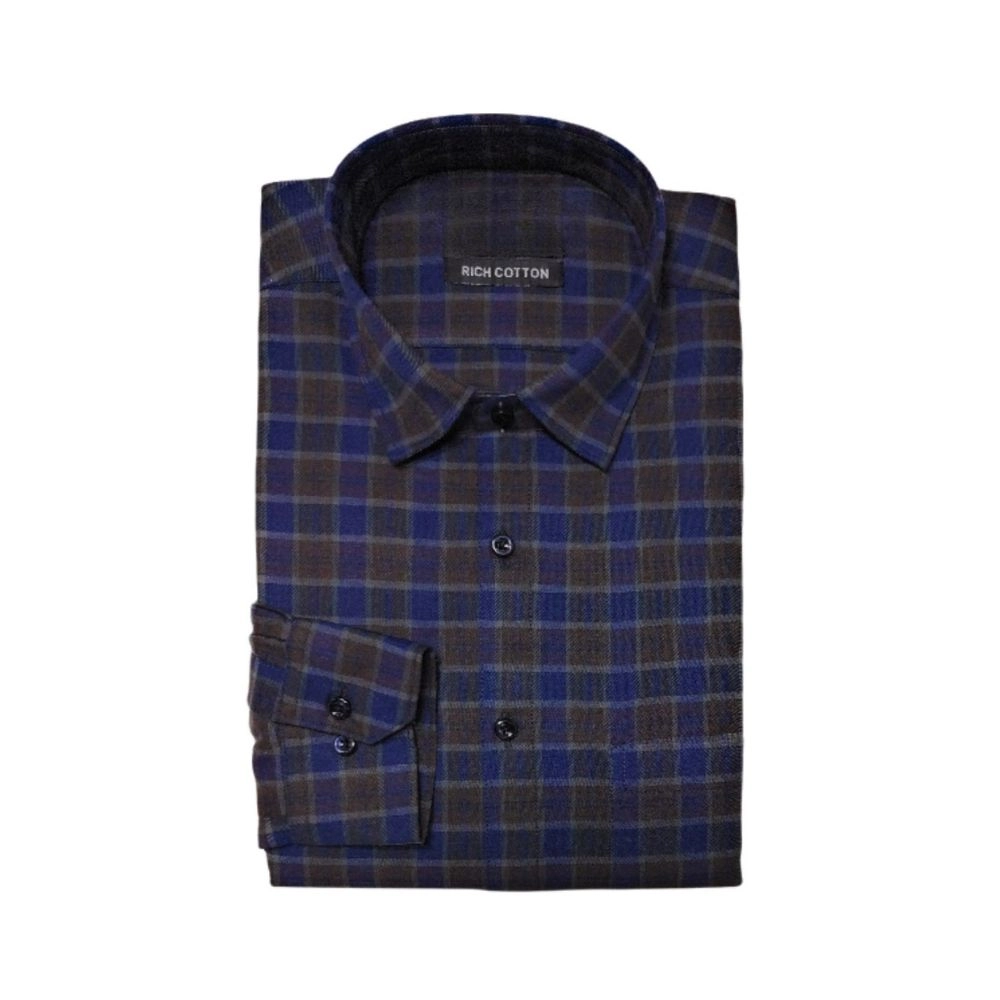 Generic Men's Cotton Lycra Full Sleeve Checked Casual Shirt (Brown) Generic Men's Cotton Lycra Full Sleeve Checked Casual Shirt (Brown)