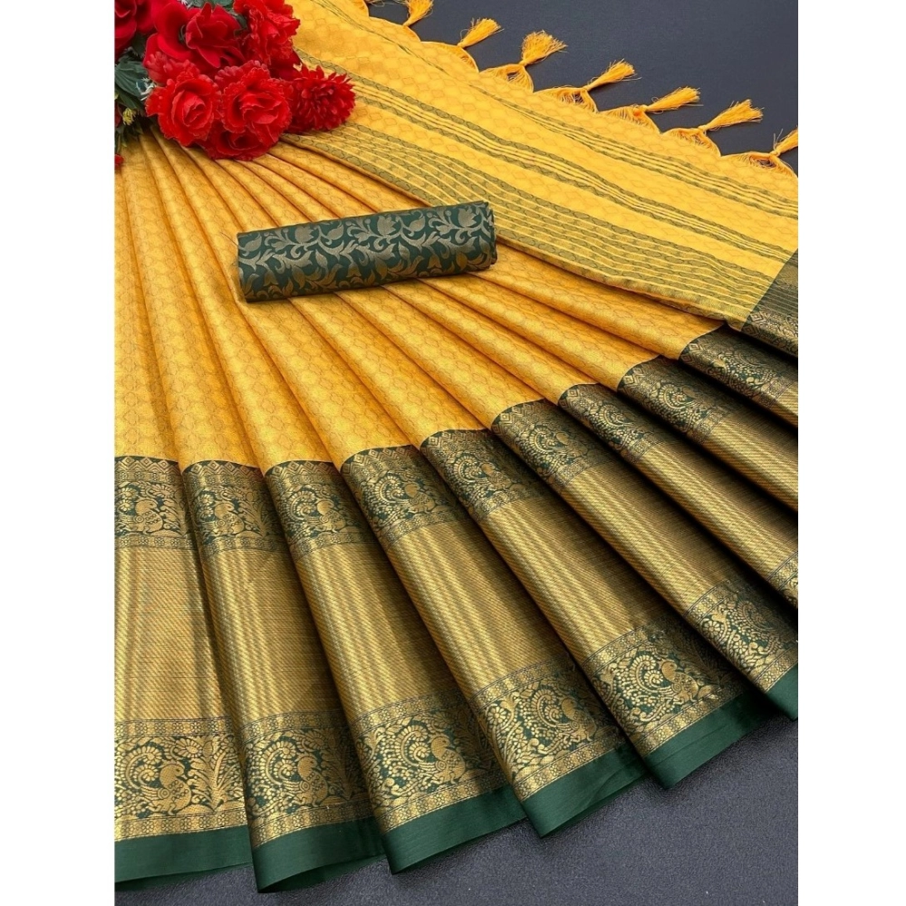 Generic Women's Cotton Silk Woven Design Saree With Unstitched Blouse 5.5Mtr (Mustard) Generic Women's Cotton Silk Woven Design Saree With Unstitched Blouse 5.5Mtr (Mustard)