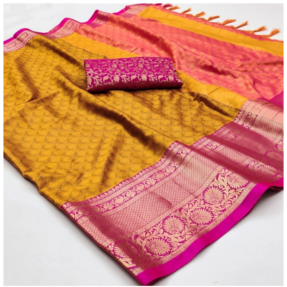 Generic Women's Cotton Silk Floral Print Saree With Unstitched Blouse 5.5Mtr (Mustard) Generic Women's Cotton Silk Floral Print Saree With Unstitched Blouse 5.5Mtr (Mustard)