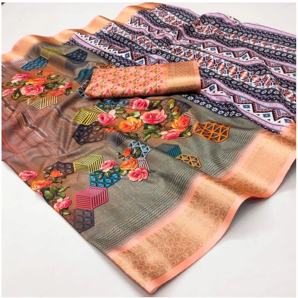 Generic Women's Cotton Silk Printed Saree With Unstitched Blouse 5.5Mtr (Multicolor) Generic Women's Cotton Silk Printed Saree With Unstitched Blouse 5.5Mtr (Multicolor)