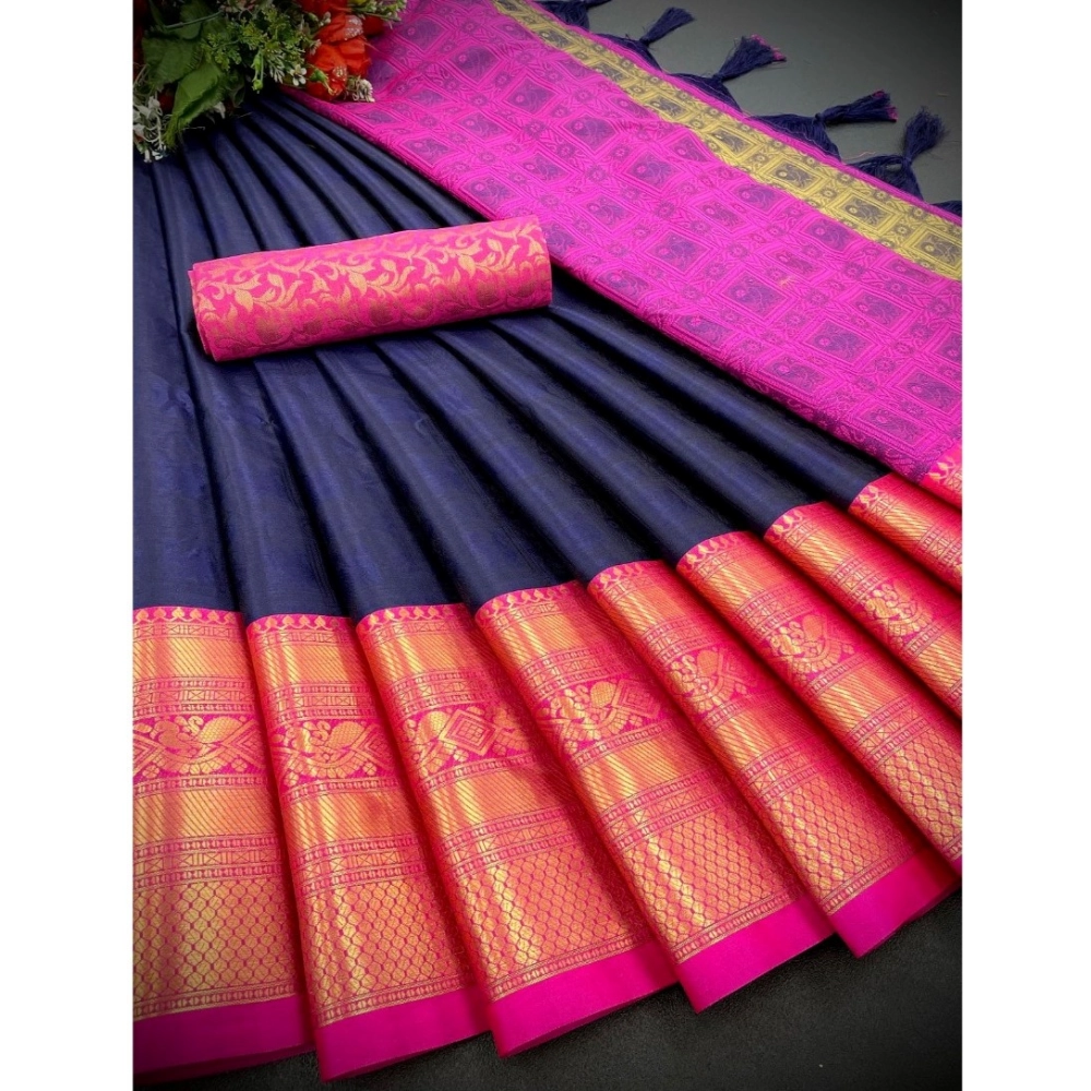 Generic Women's Cotton Silk Printed Saree With Unstitched Blouse 5.5Mtr (Blue) Generic Women's Cotton Silk Printed Saree With Unstitched Blouse 5.5Mtr (Blue)