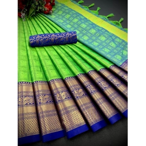 Generic Women's Cotton Silk Printed Saree With Unstitched Blouse 5.5Mtr (Green)