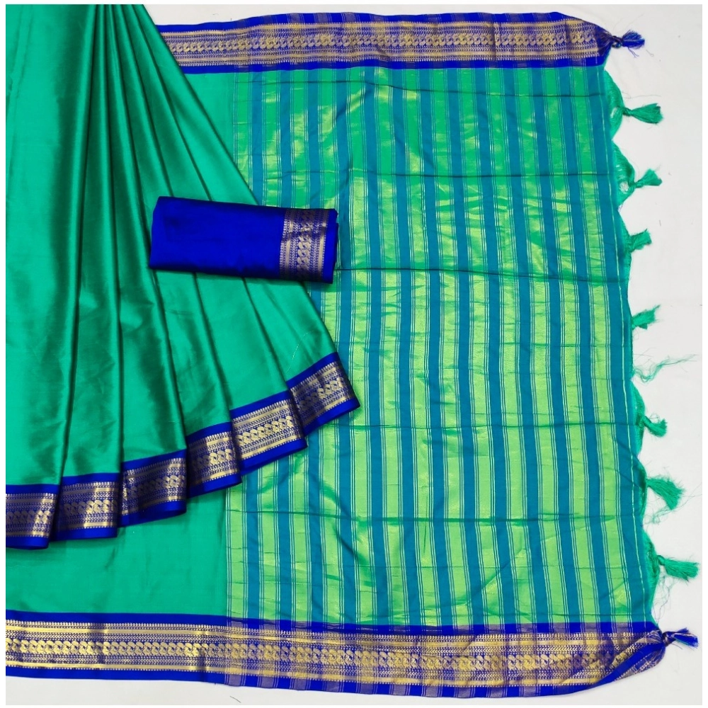 Generic Women's Cotton Silk Solid Saree With Unstitched Blouse 5.5Mtr (Light Blue) Generic Women's Cotton Silk Solid Saree With Unstitched Blouse 5.5Mtr (Light Blue)