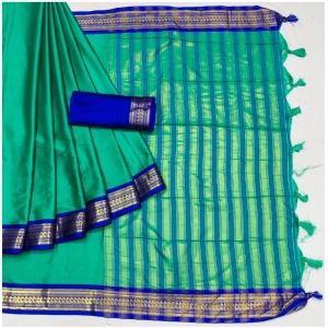 Generic Women's Cotton Silk Solid Saree With Unstitched Blouse 5.5Mtr (Light Blue)