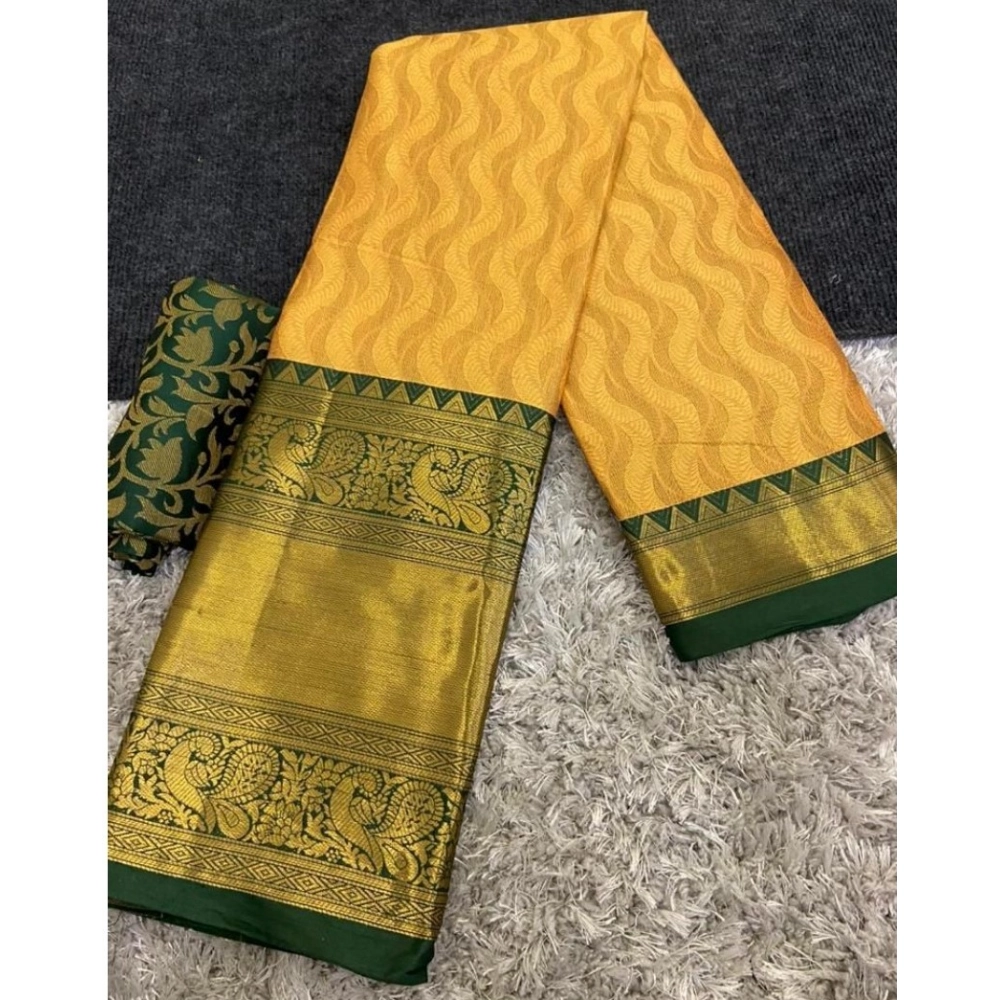 Generic Women's Cotton Silk Printed Saree With Unstitched Blouse 5.5Mtr (Yellow) Generic Women's Cotton Silk Printed Saree With Unstitched Blouse 5.5Mtr (Yellow)