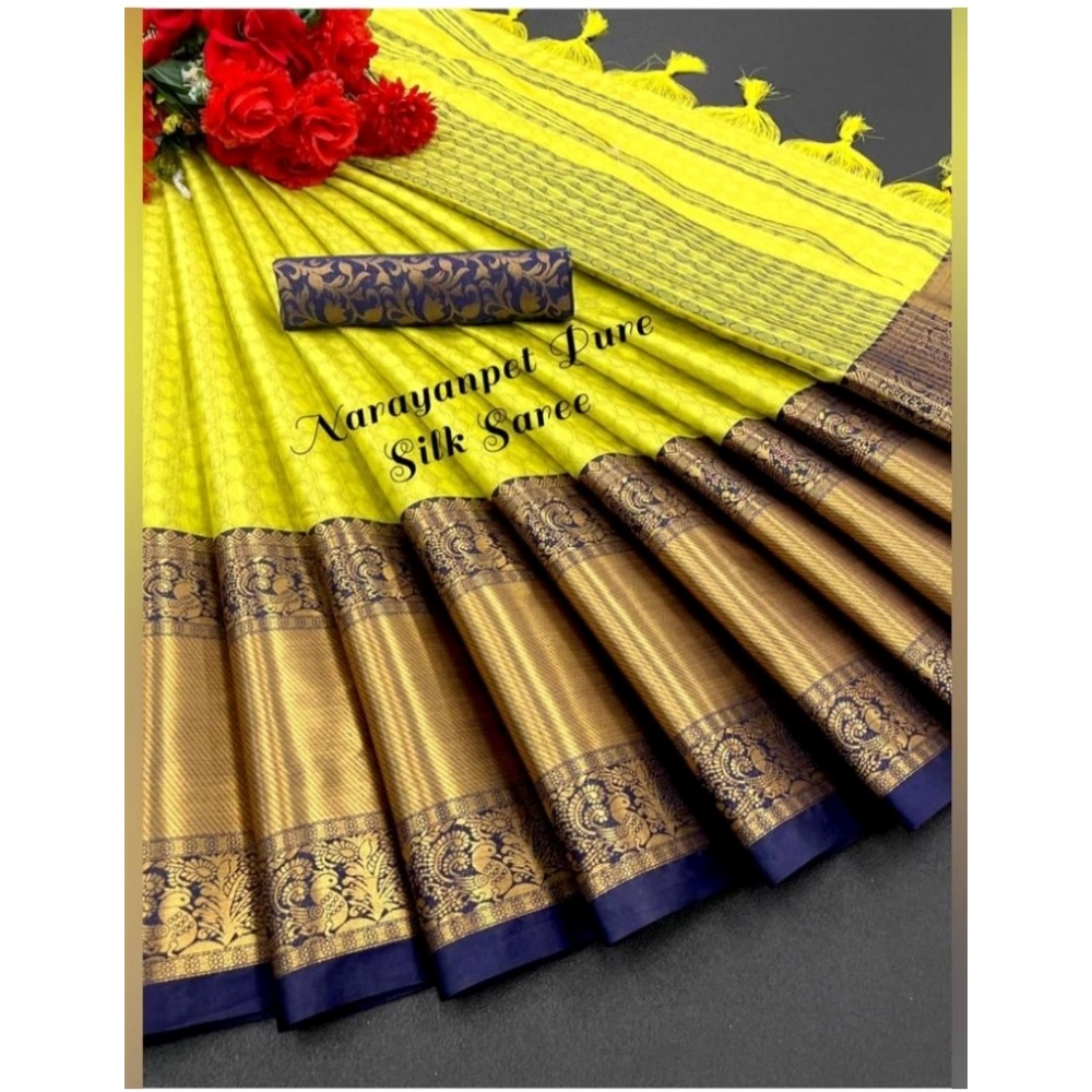 Generic Women's Cotton Silk Woven Design Saree With Unstitched Blouse 5.5Mtr (Yellow) Generic Women's Cotton Silk Woven Design Saree With Unstitched Blouse 5.5Mtr (Yellow)