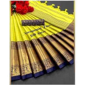 Generic Women's Cotton Silk Woven Design Saree With Unstitched Blouse 5.5Mtr (Yellow)