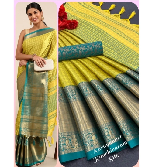 Generic Women's Cotton Silk Woven Design Saree With Unstitched Blouse 5.5Mtr (Mustard)