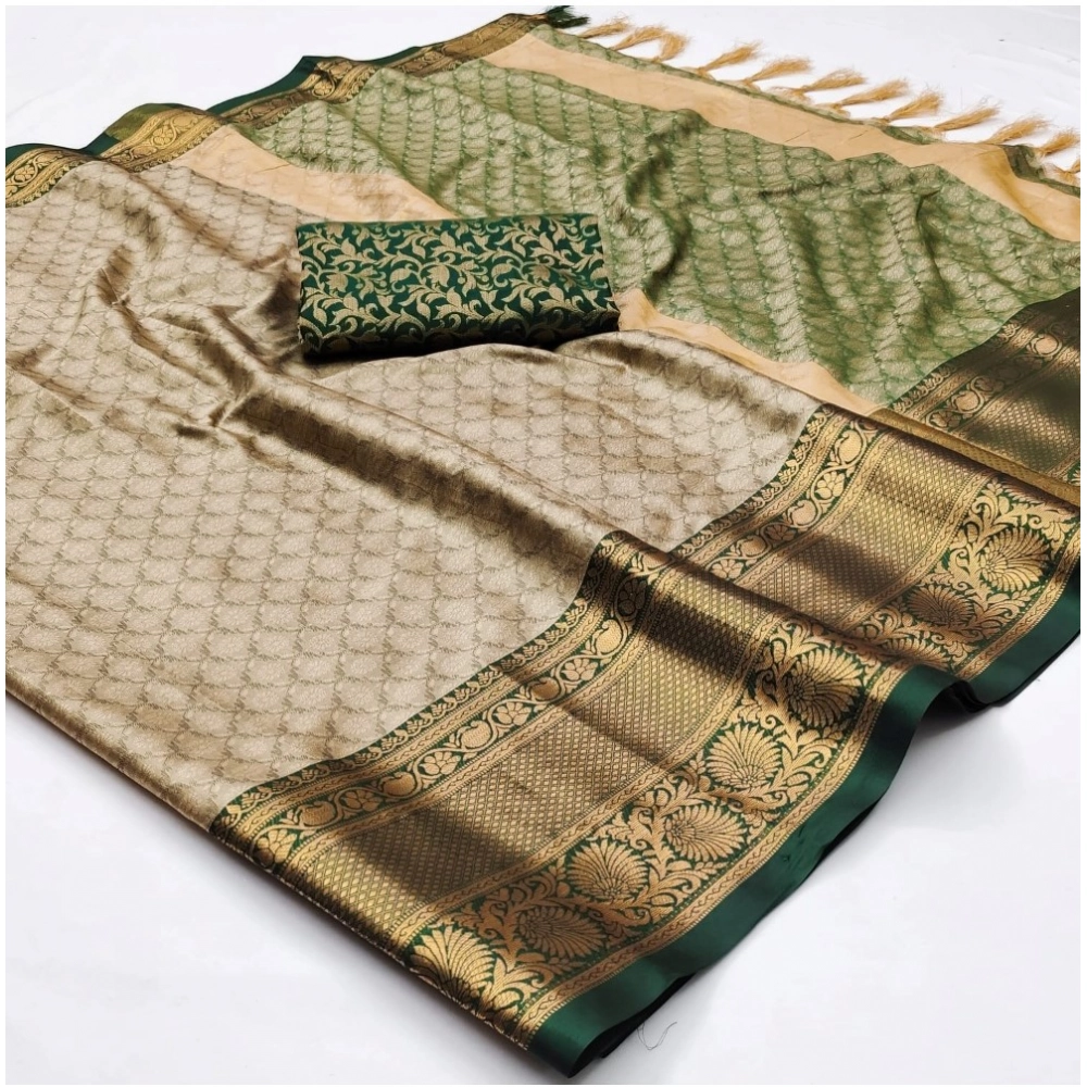 Generic Women's Cotton Silk Floral Print Saree With Unstitched Blouse 5.5Mtr (Green) Generic Women's Cotton Silk Floral Print Saree With Unstitched Blouse 5.5Mtr (Green)