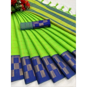 Generic Women's Cotton Silk Printed Saree With Unstitched Blouse 5.5Mtr (Green-Blue)
