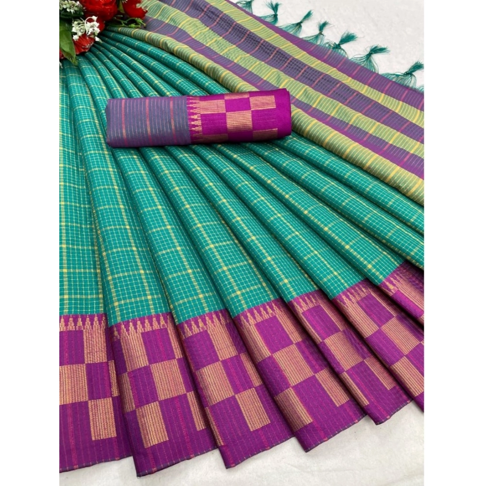 Generic Women's Cotton Silk Printed Saree With Unstitched Blouse 5.5Mtr (Green-Purple) Generic Women's Cotton Silk Printed Saree With Unstitched Blouse 5.5Mtr (Green-Purple)