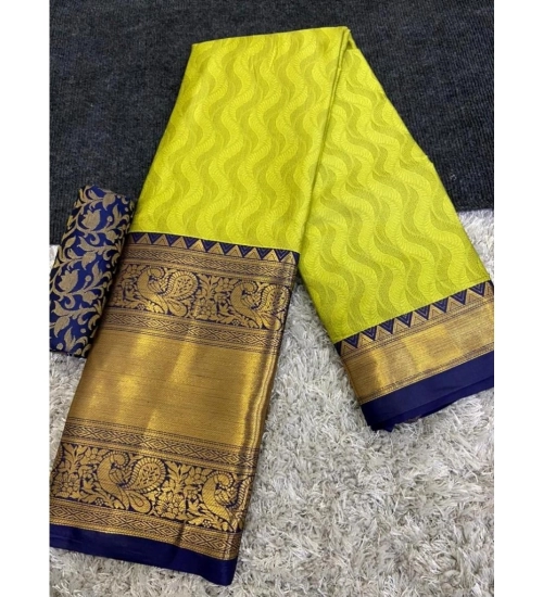 Generic Women's Cotton Silk Printed Saree With Unstitched Blouse 5.5Mtr (Green)