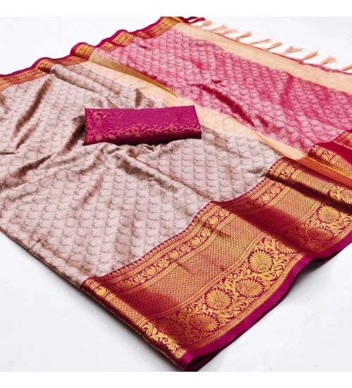 Generic Women's Cotton Silk Floral Print Saree With Unstitched Blouse 5.5Mtr (Rani)