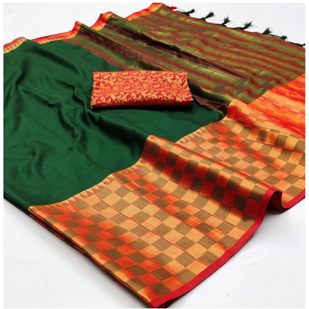 Generic Women's Cotton Silk Checkered Saree With Unstitched Blouse 5.5Mtr (Bgreen) Generic Women's Cotton Silk Checkered Saree With Unstitched Blouse 5.5Mtr (Bgreen)